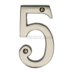 M Marcus Heritage Brass Numeral 5 - Face Fix 76mm Traditional font